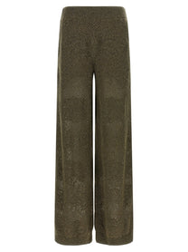 Brunello Cucinelli Track Flower Lace Pants Green