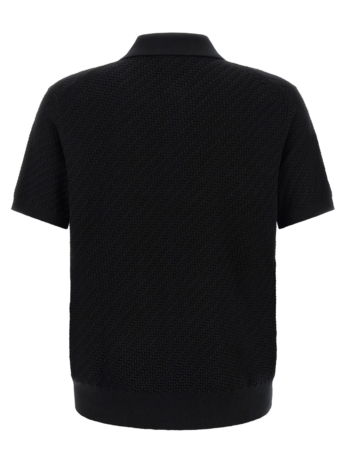 Brioni Trama Weaving Polo Black