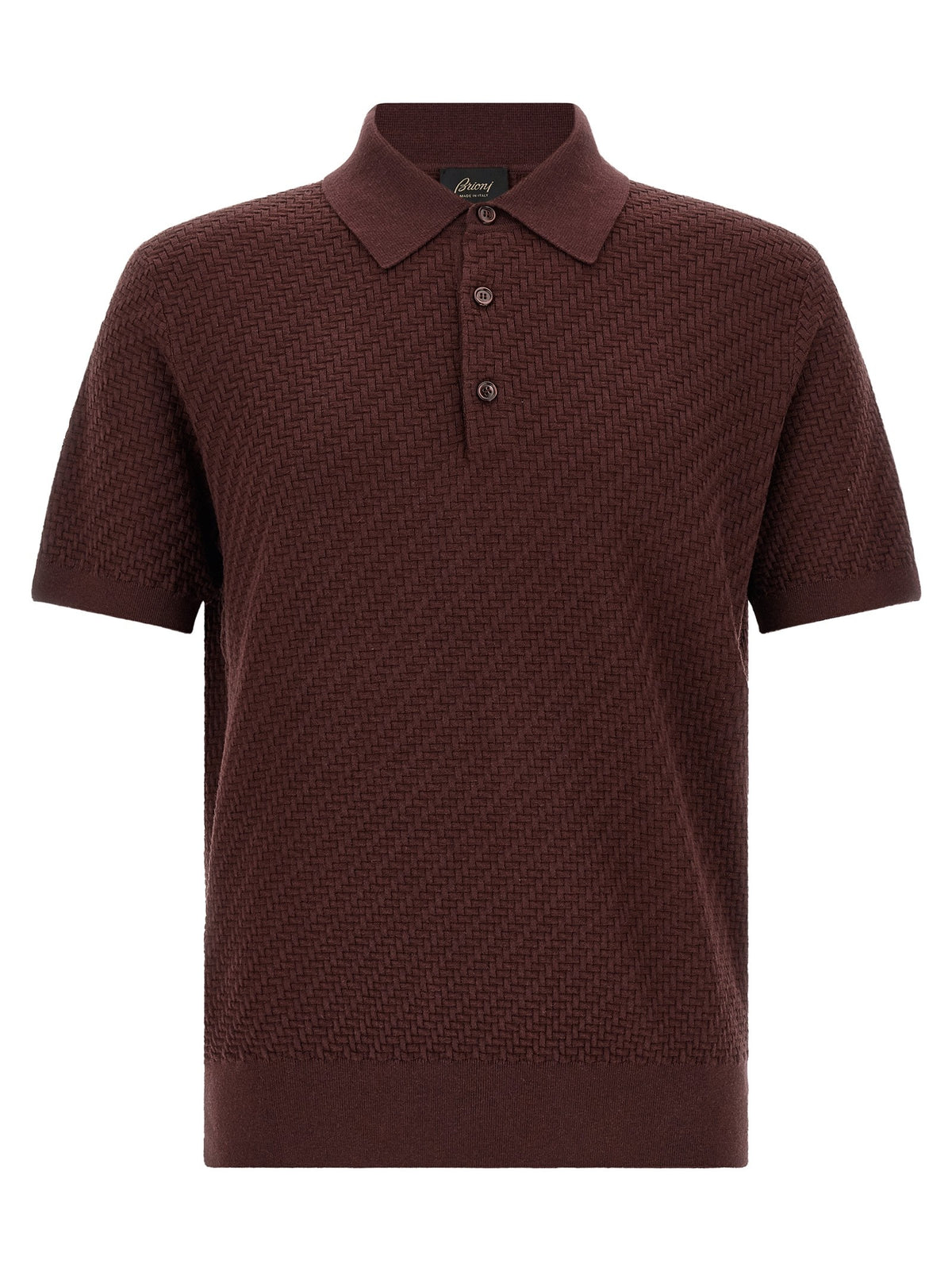 Brioni Trama Weaving Polo Purple