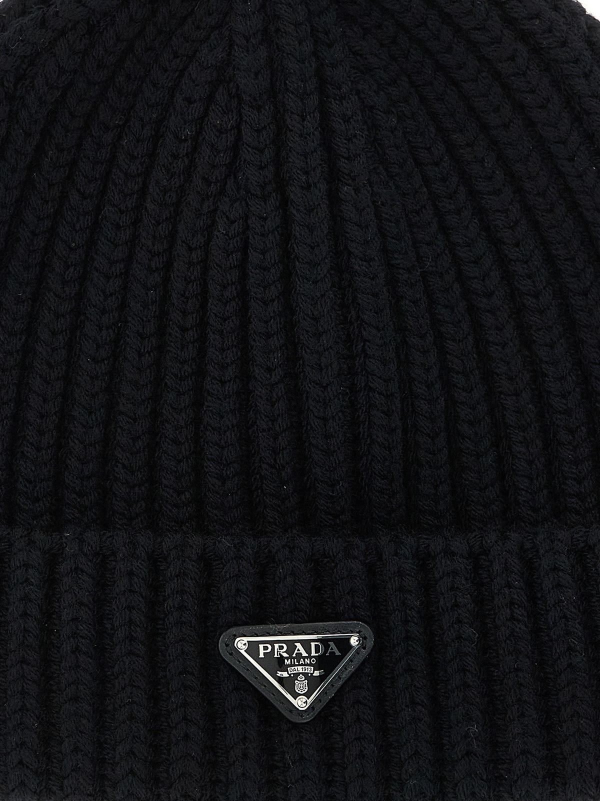 PRADA Triangle Beanie Black