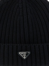 PRADA Triangle Beanie Black