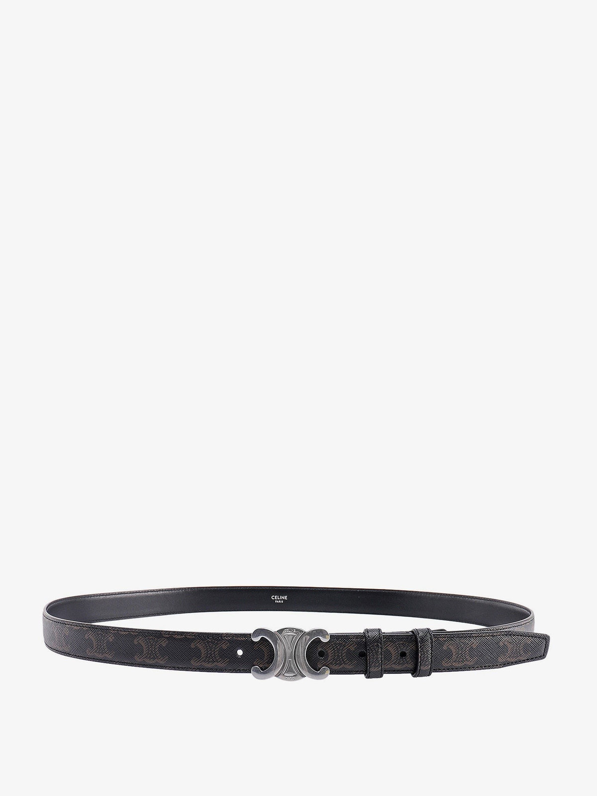 Celine Men's Triomphe Coated Canvas Belt Black