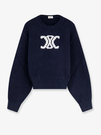 Celine Women's Triomphe Cotton Blend Sweater White