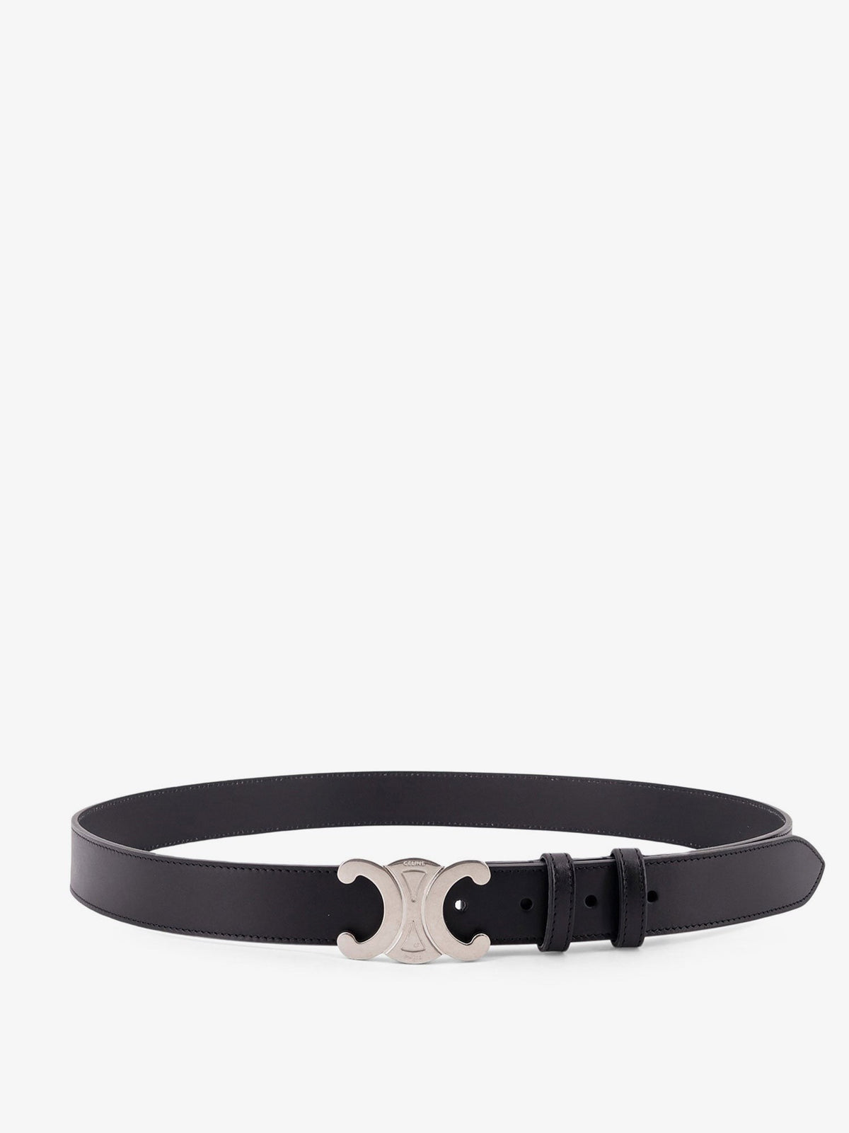 Celine Men's Triomphe Leather Belt Black
