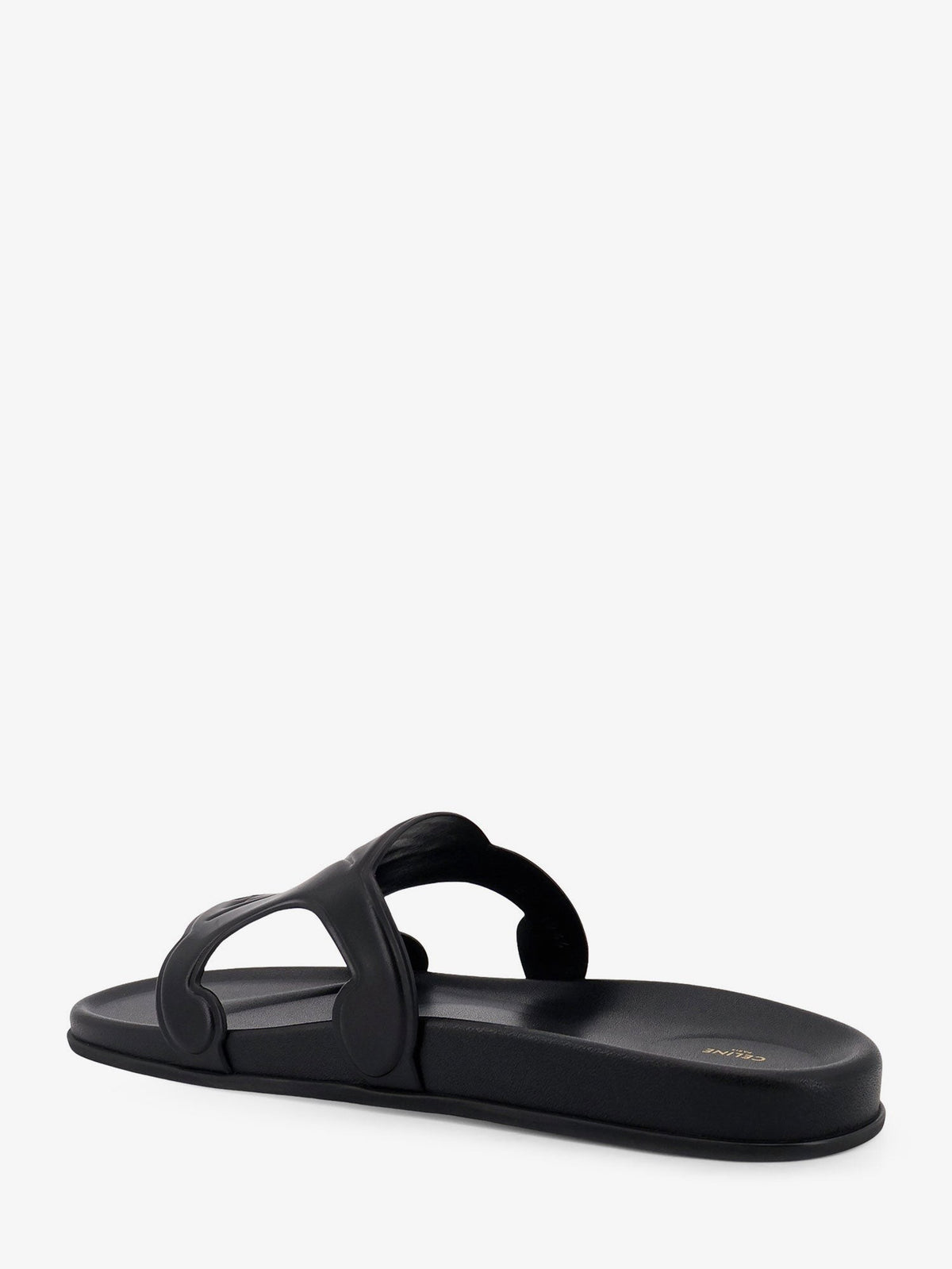 Celine Men's Triomphe Slide Leather Sandals Black