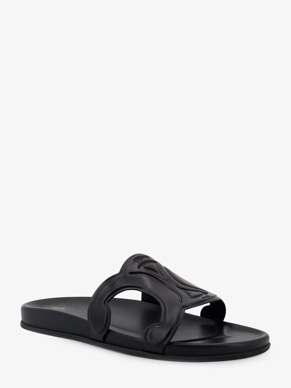 Celine Men's Triomphe Slide Leather Sandals Black