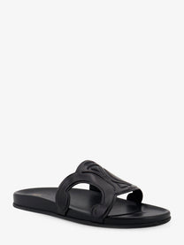 Celine Men's Triomphe Slide Leather Sandals Black