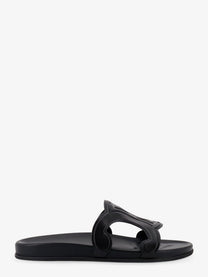 Celine Men's Triomphe Slide Leather Sandals Black