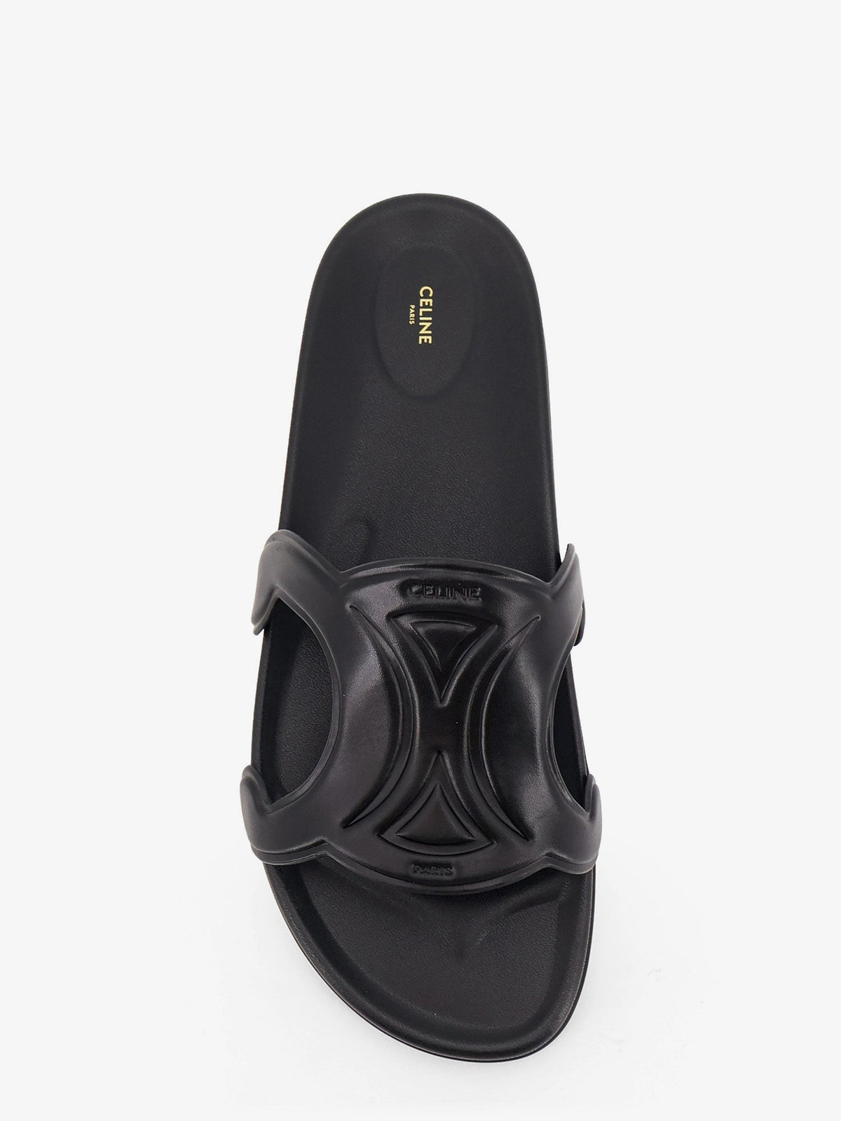Celine Men's Triomphe Slide Leather Sandals Black