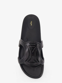 Celine Men's Triomphe Slide Leather Sandals Black