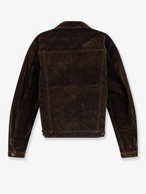 Tonywack Men's Trucker Flocked Denim Jacket Brown, view 2