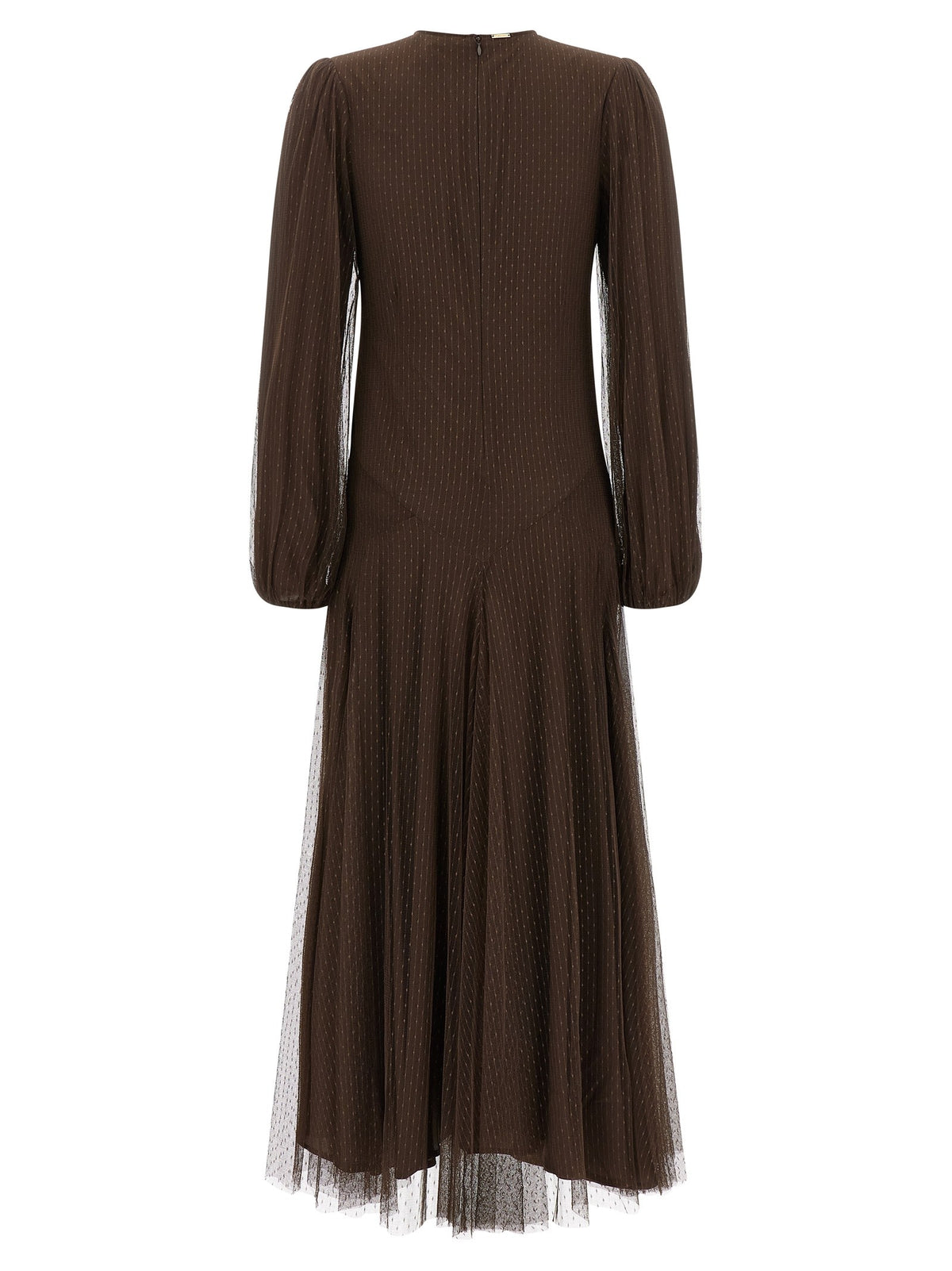 TWINSET Tulle Plumetis Dress Brown, view 2