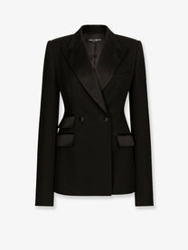 Dolce &amp; Gabbana Women's Tuxedo Virgin Wool and Silk Blazer Black