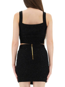 Balmain Women's Tweed Crop Top Black