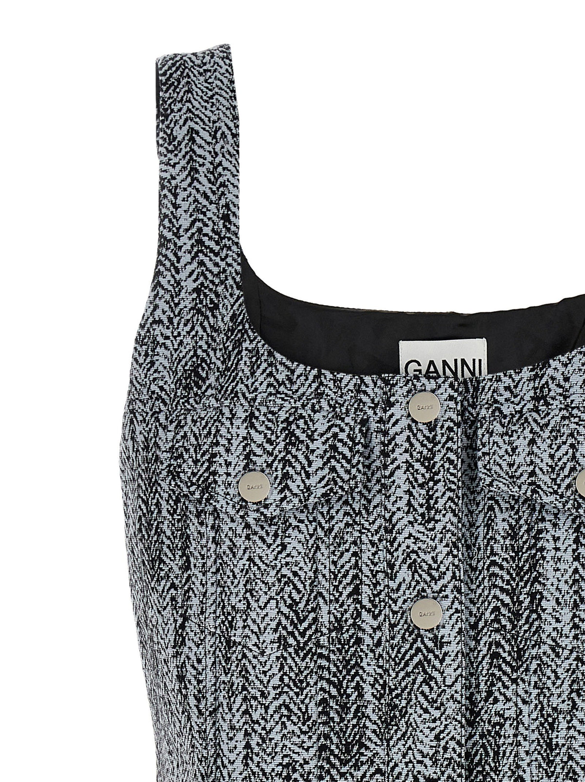 Ganni Tweed Dress Gold