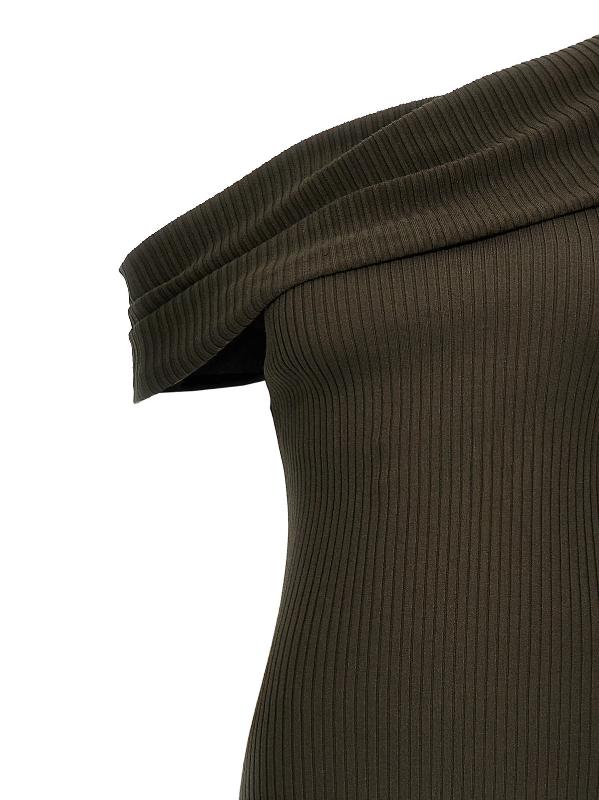 courrèges Twist Rib Knit Long Dress Brown