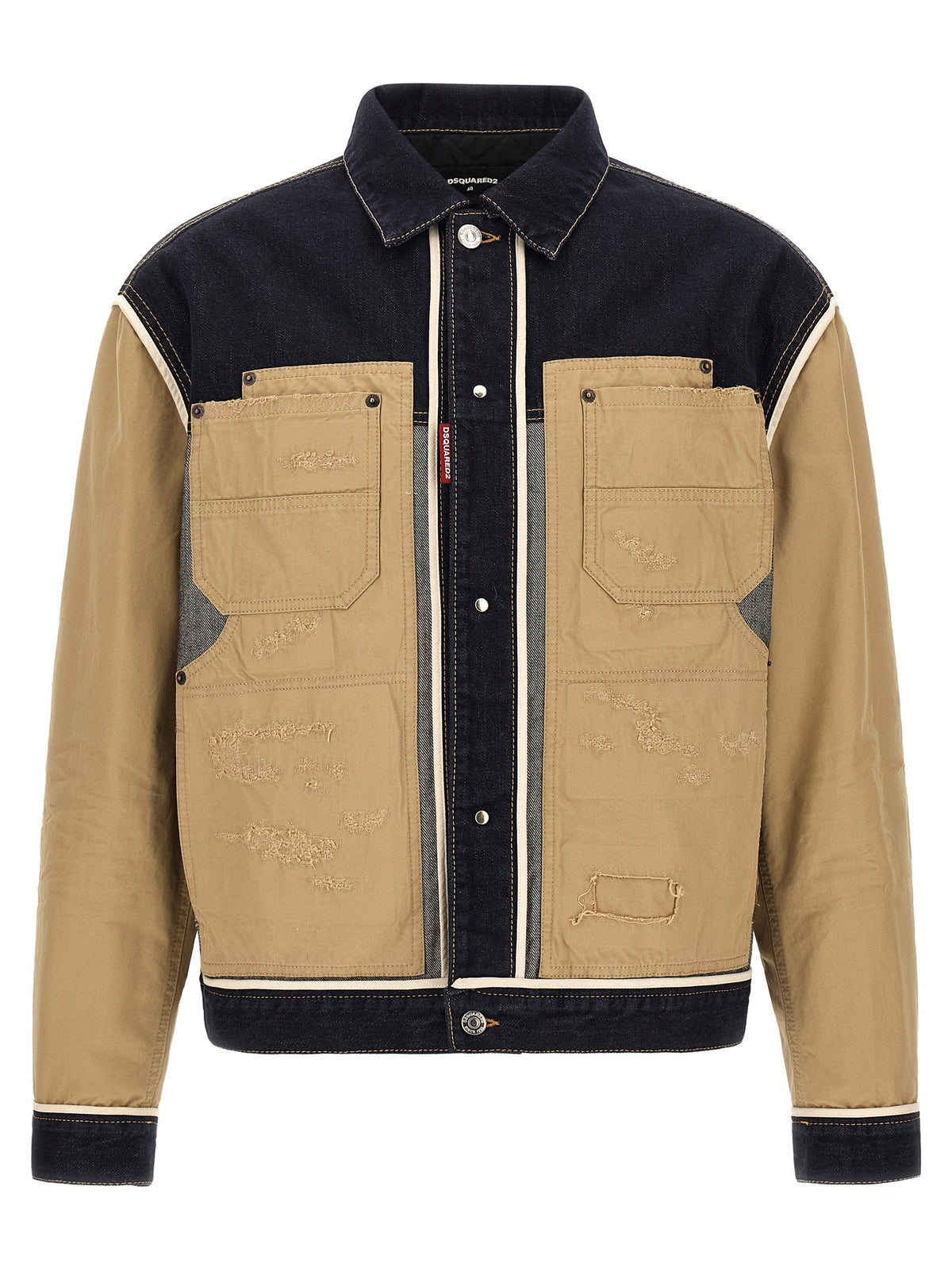 Dsquared2 Two Material Denim Jacket Beige