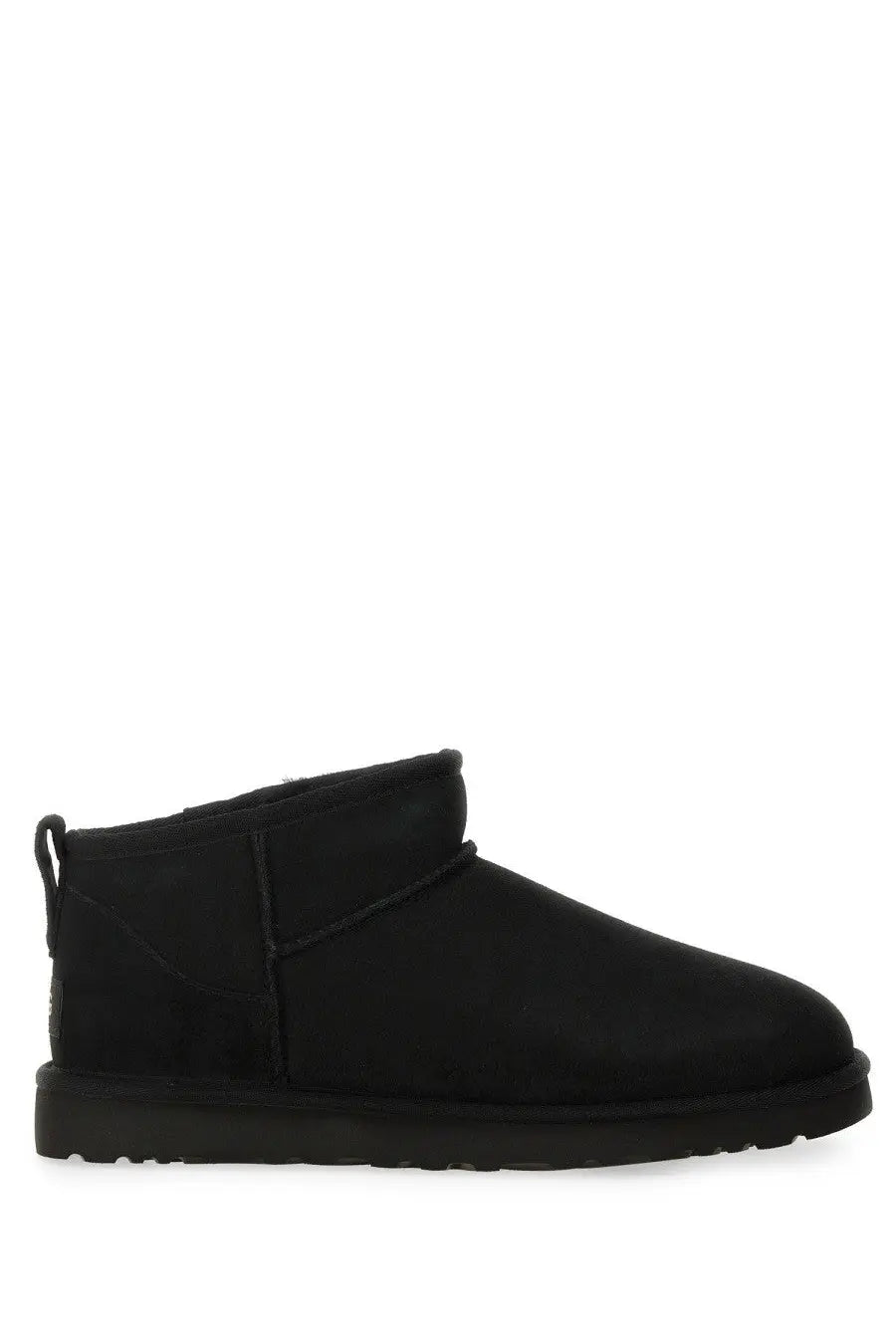 Ugg men’s classic ultra mini black boot with suede upper and plush lining for comfortable wear