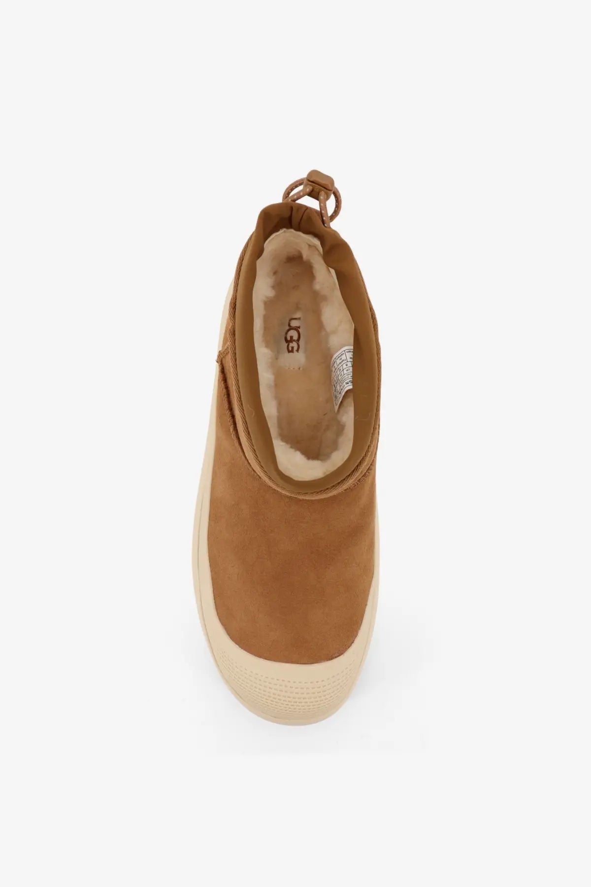Ugg men’s cl ultra mini weather hybrid ankle boots in tan suede with cream rubber sole and plush shearling lining