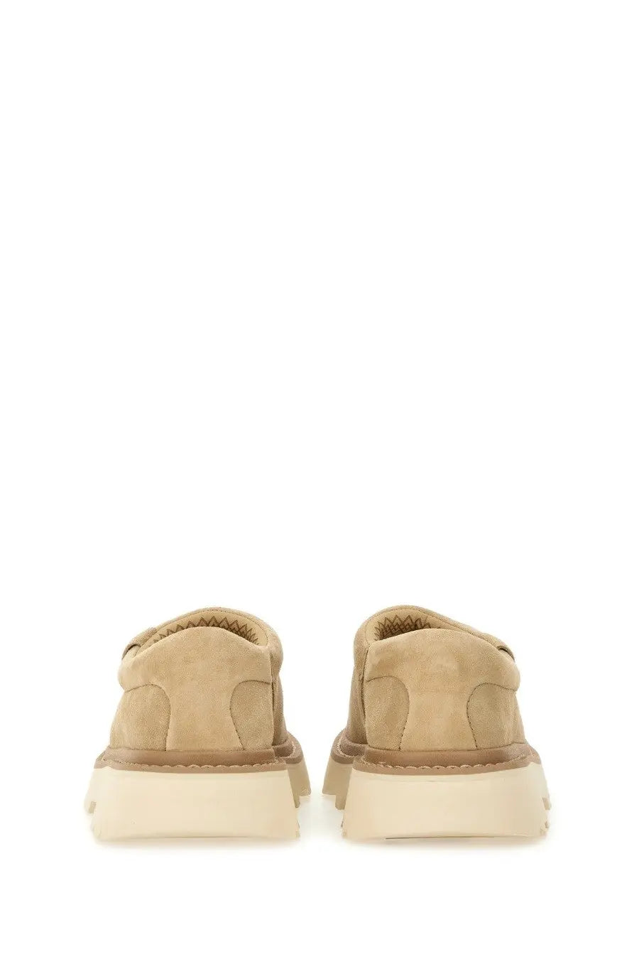 Ugg men’s sandal tasman brown beige suede slip-on loafers with chunky off-white rubber sole
