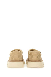 Ugg men’s sandal tasman brown beige suede slip-on loafers with chunky off-white rubber sole