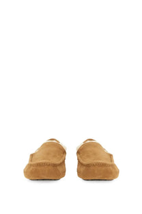 Ugg men’s slip on loafer linscot brown tan suede moccasin with soft plush interior lining for comfort