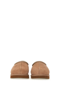 Ugg men’s slipper tasman brown tan suede moccasin slip-ons with braided trim and brown rubber soles