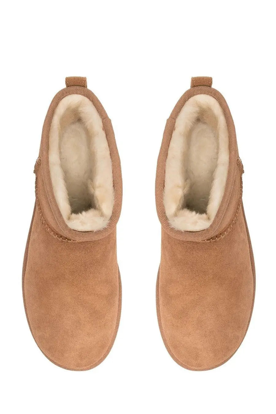 Ugg men’s stivale classic ultra mini brown tan suede booties with plush white shearling lining