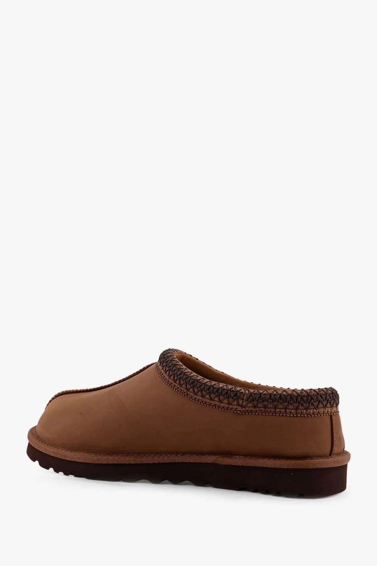 Brown suede slip-on mule with braided trim and rubber sole from UGG men’s Tasman II nubuck sandals collection