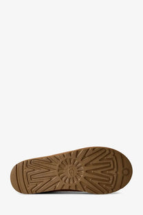Ugg men’s tasman ii suede slip brown showing brown rubber sole with distinctive tread pattern and embossed ugg logo