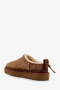 Ugg women’s classic micro biarritz suede slip brown tan moccasin with plush shearling lining and brown leather trim
