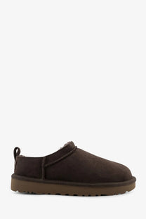 Ugg women’s classic micro suede sandals in brown slip-on style with plush interior and sturdy rubber sole