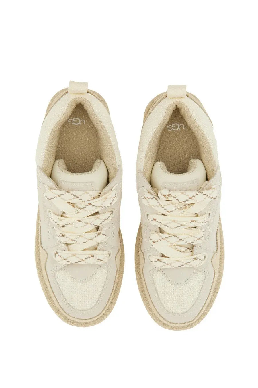 Ugg women’s lo lowmel sneaker beige cream-colored with suede and rubber construction and chunky sole