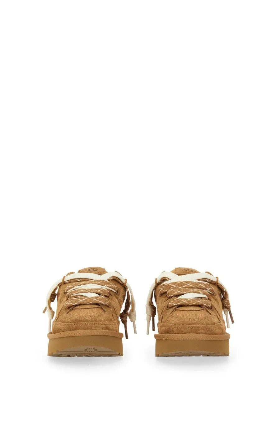 Ugg womens lowmel sneaker in tan suede with cream laces and chunky rubber sole for casual wear