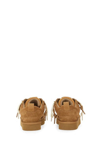 Ugg women’s lo lowmel sneaker brown tan suede with white laces and chunky rubber sole front view