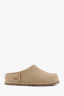 Beige ugg womens nubuck sandals featuring a soft leather upper and durable rubber sole for comfortable wear