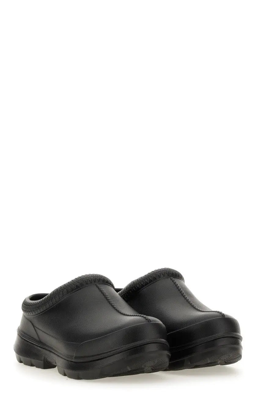 Ugg women’s sabot tasman black rubber clog slip-on shoes with plush textured lining and chunky soles