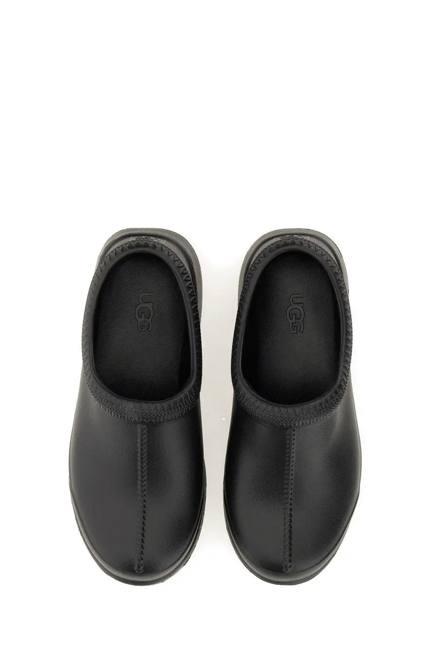 Ugg women’s sabot tasman black slip-on clogs with smooth leather upper and stitched detailing