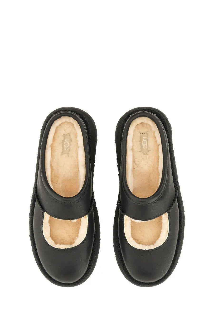Ugg women’s sandal Bea Mary Jane black slip-on mules with plush shearling lining and chunky rubber sole