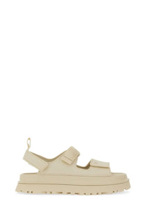 Ugg women’s sandal goldenglow beige cream platform sandal with two adjustable velcro straps and chunky rubber sole