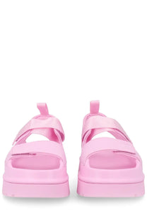 Ugg women’s sandal goldenglow blue pink platform sandals with wide glossy straps for stylish summer wear