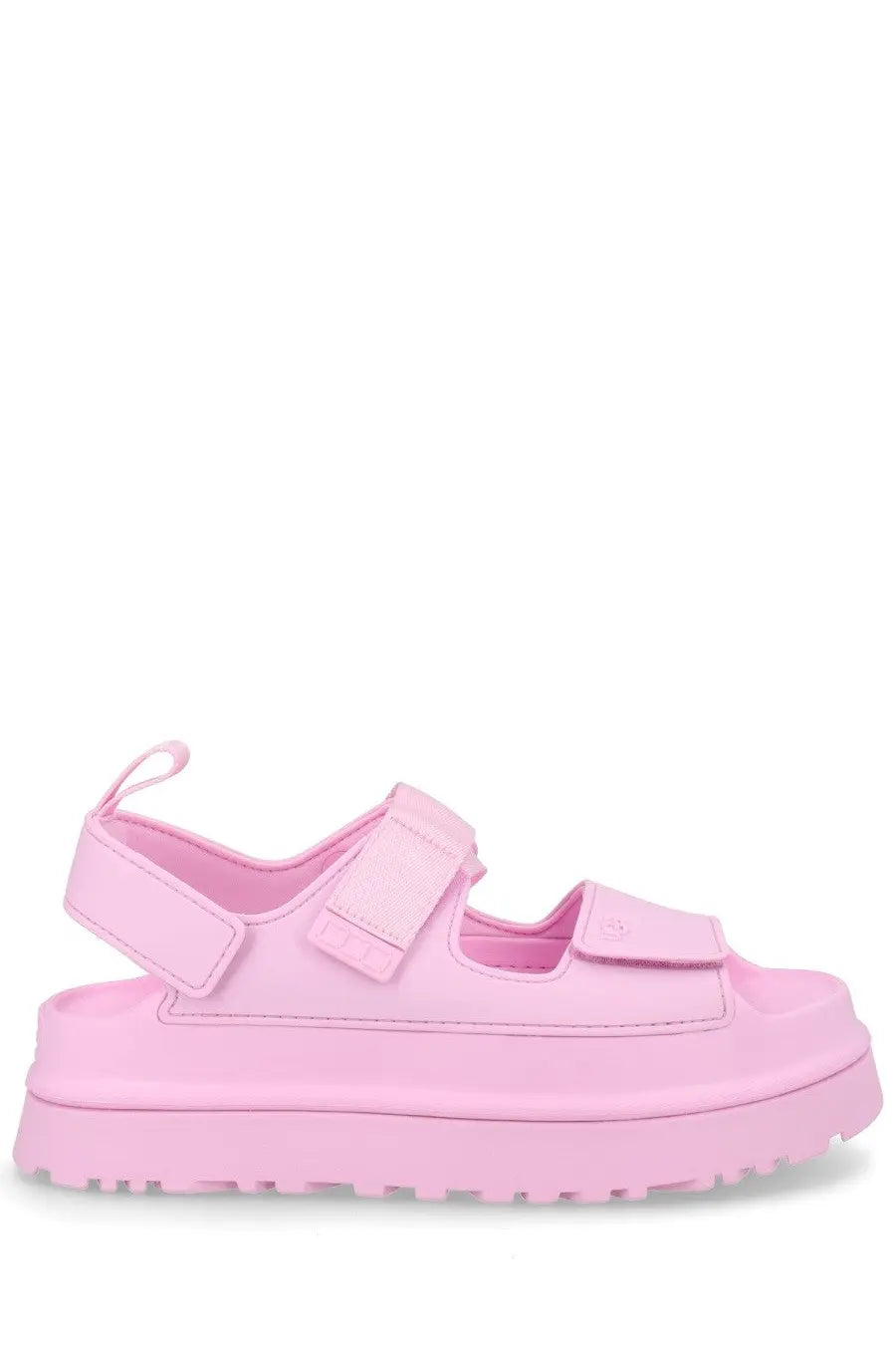 Ugg women’s pink platform sandal with velcro straps and chunky sole for stylish comfortable wear