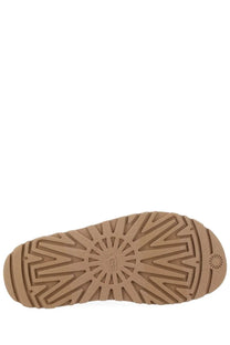 Tan rubber sole with starburst tread pattern and ugg logo embossed on ugg womens sandal goldenglow brown