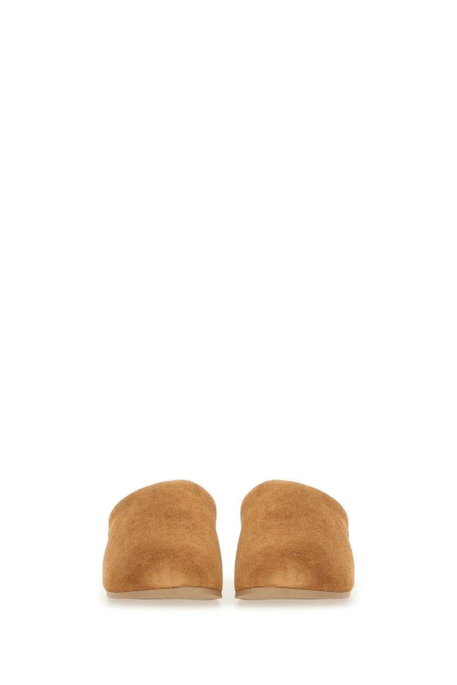 UGG women’s slip on elea brown tan suede mules with a sleek minimalist design shown from the back side