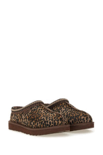 Ugg women’s tasman caspian sandal with brown leopard print ugg slip-on mules braided trim and rubber sole