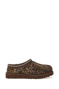 Ugg women’s tasman caspian sandal pattern brown leopard-print slip-on mule with plush interior and stitched trim