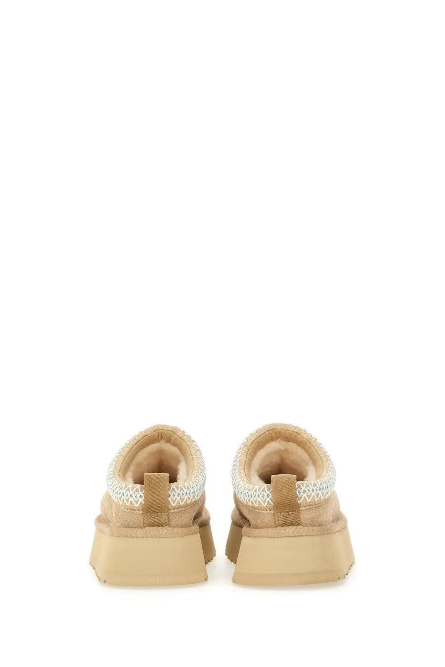 Beige ugg women’s tazz ii plateau slip-on sneakers with mesh collar and suede-like upper