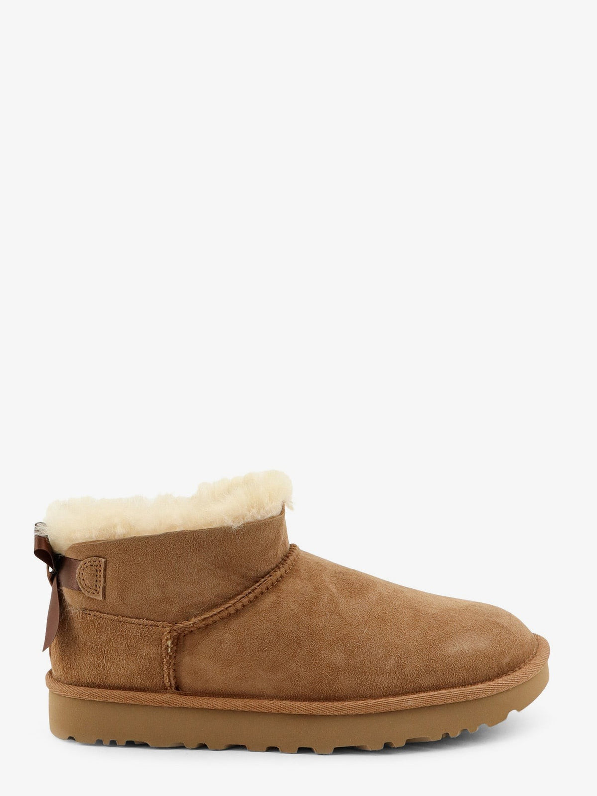 UGG Women's Ultra Mini Bailey Bow Suede Ankle Boot Brown