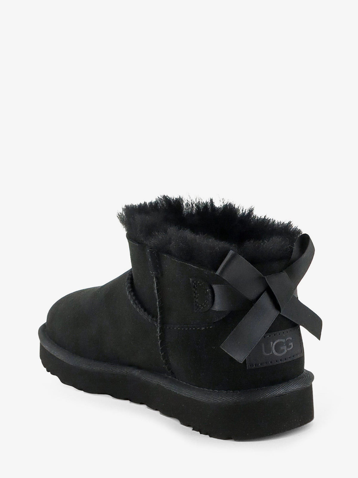 UGG Women's Ultra Mini Bailey Bow Suede Ankle Boot Black