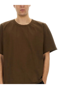 Uma Wang men’s brown cotton crew-neck t-shirt with relaxed fit and subtle stitching details